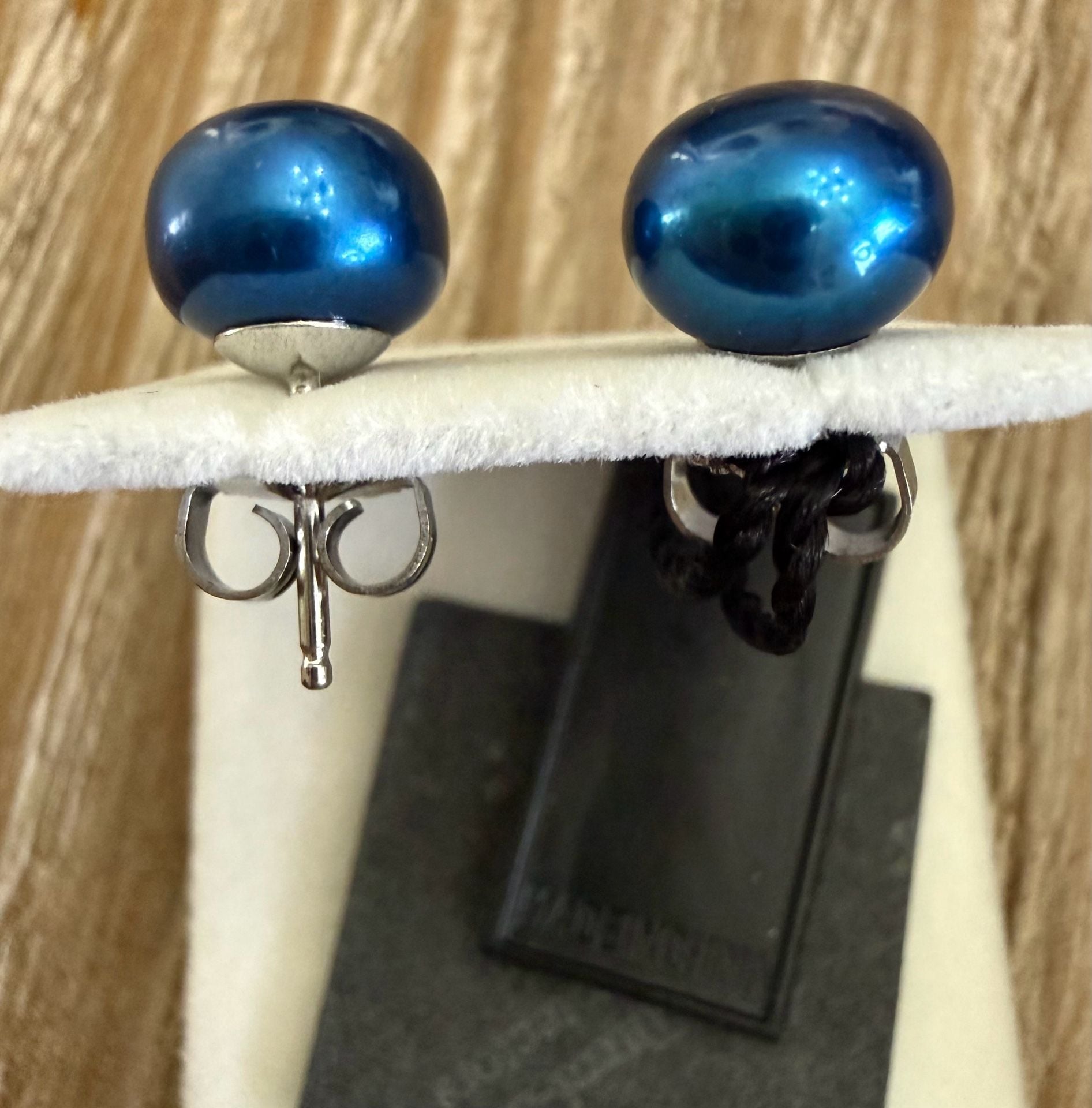Honora Sterling Silver Electric Blue Cultured Button Pearl Stud Earrings 3