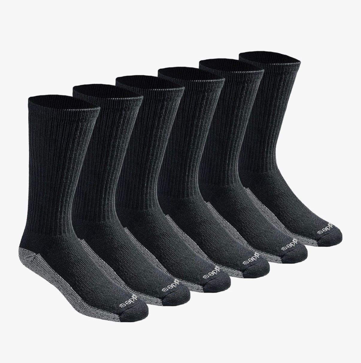 Dickies Men's Dri-Tech Moisture Control Crew Work Socks, 6-Pack, Black 1