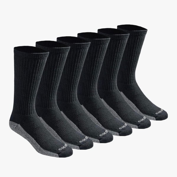 Dickies Men's Dri-Tech Moisture Control Crew Work Socks, 6-Pack, Black