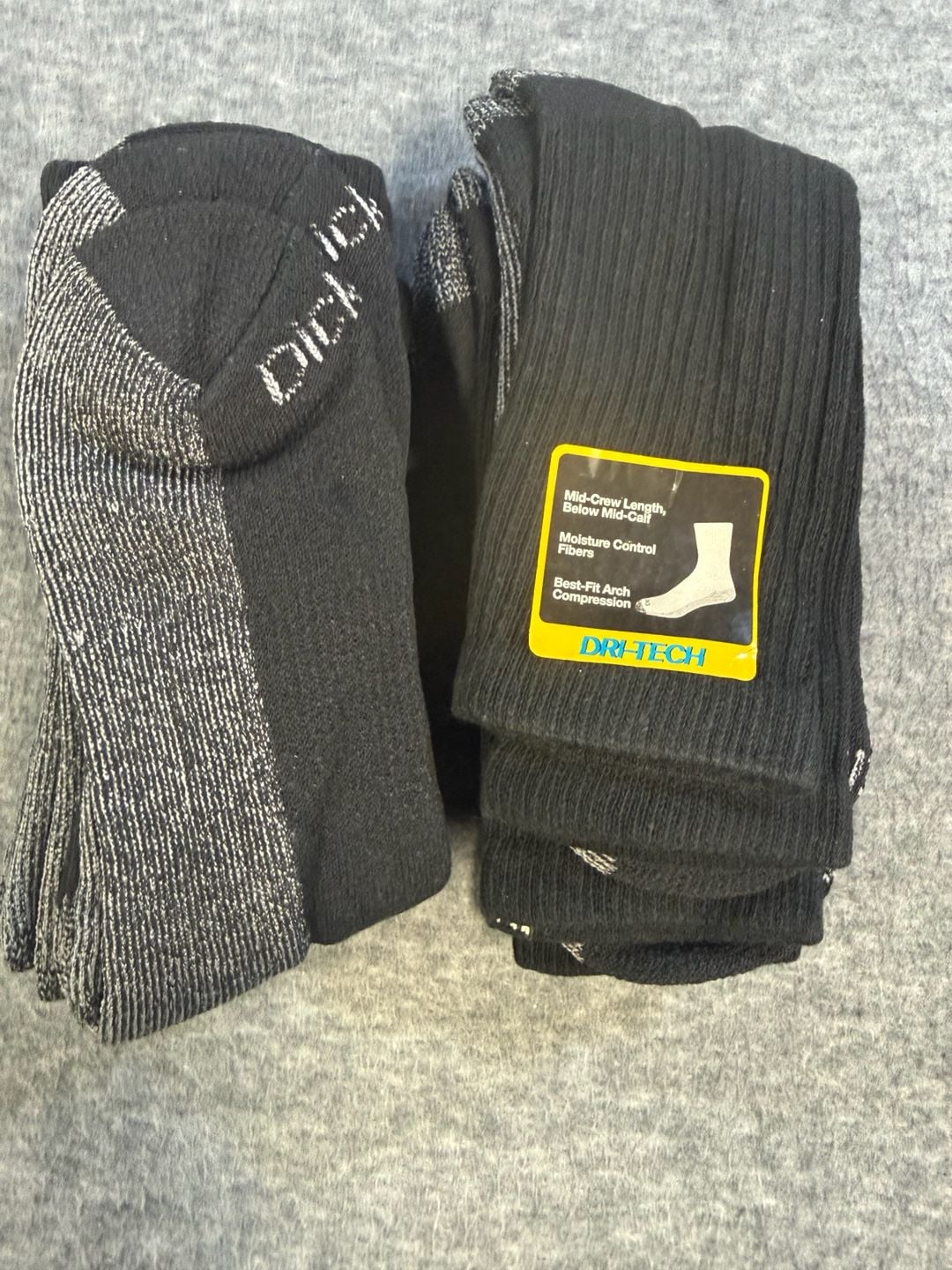 Dickies Men's Dri-Tech Moisture Control Crew Work Socks, 6-Pack, Black 3