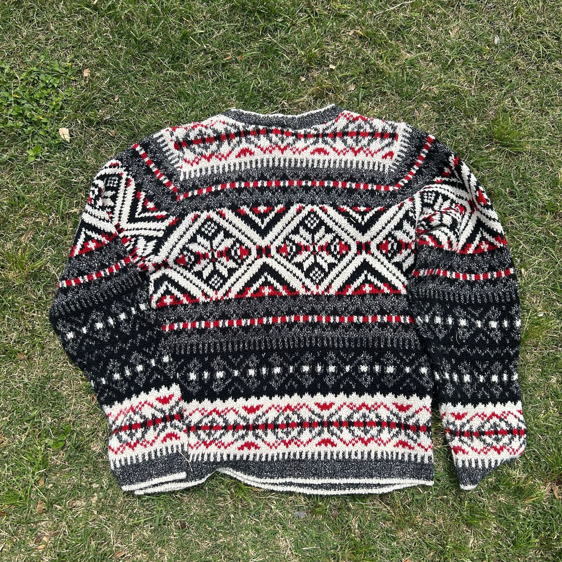 Basic Editions Holiday Vintage Fair Isle Snowflake Knit Sweater Small 2