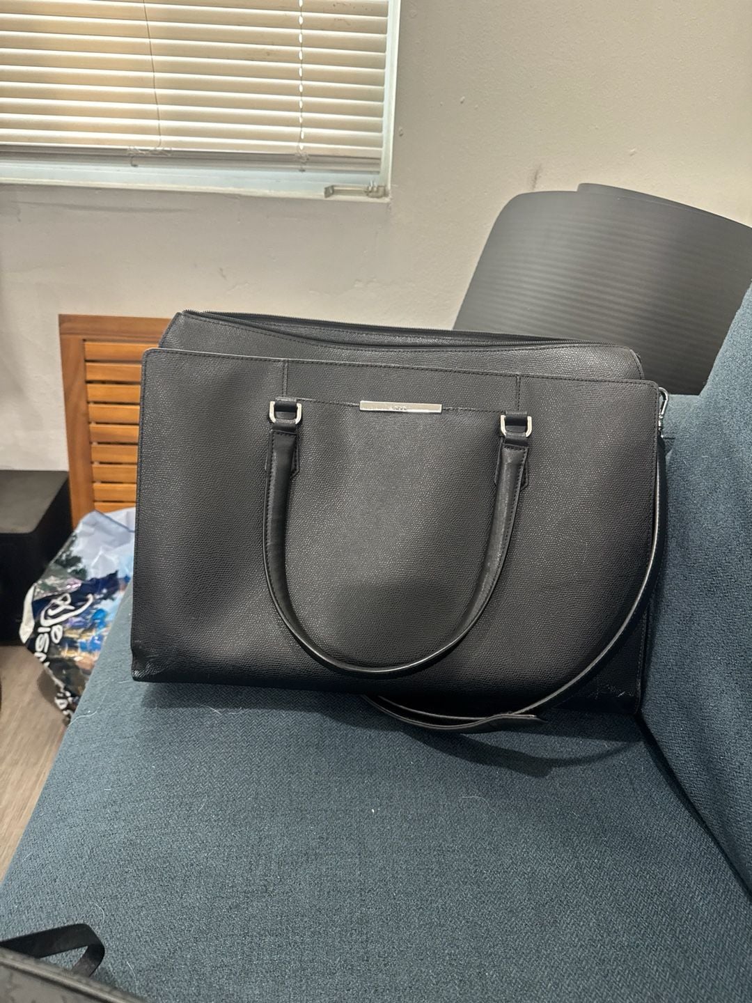 Tumi Sinclair Nora Black Textured Leather Business Laptop Tote Bag 1