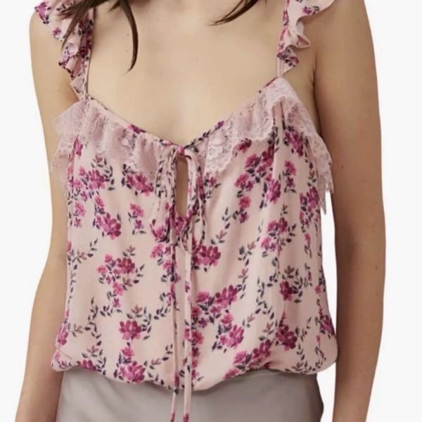 Intimately Dahlia Floral Lace Trim Bodysuit 