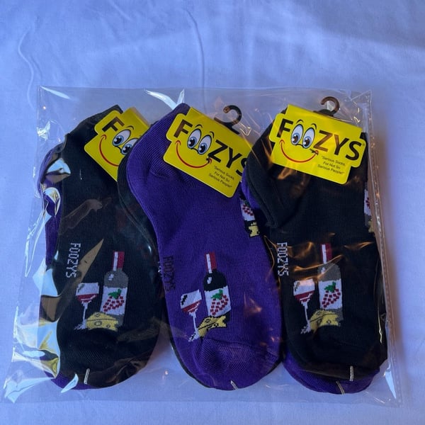 Foozys Wine & Cheese Low Cut Ankle Socks 6-Pack Size 9-11 x2 packs available 