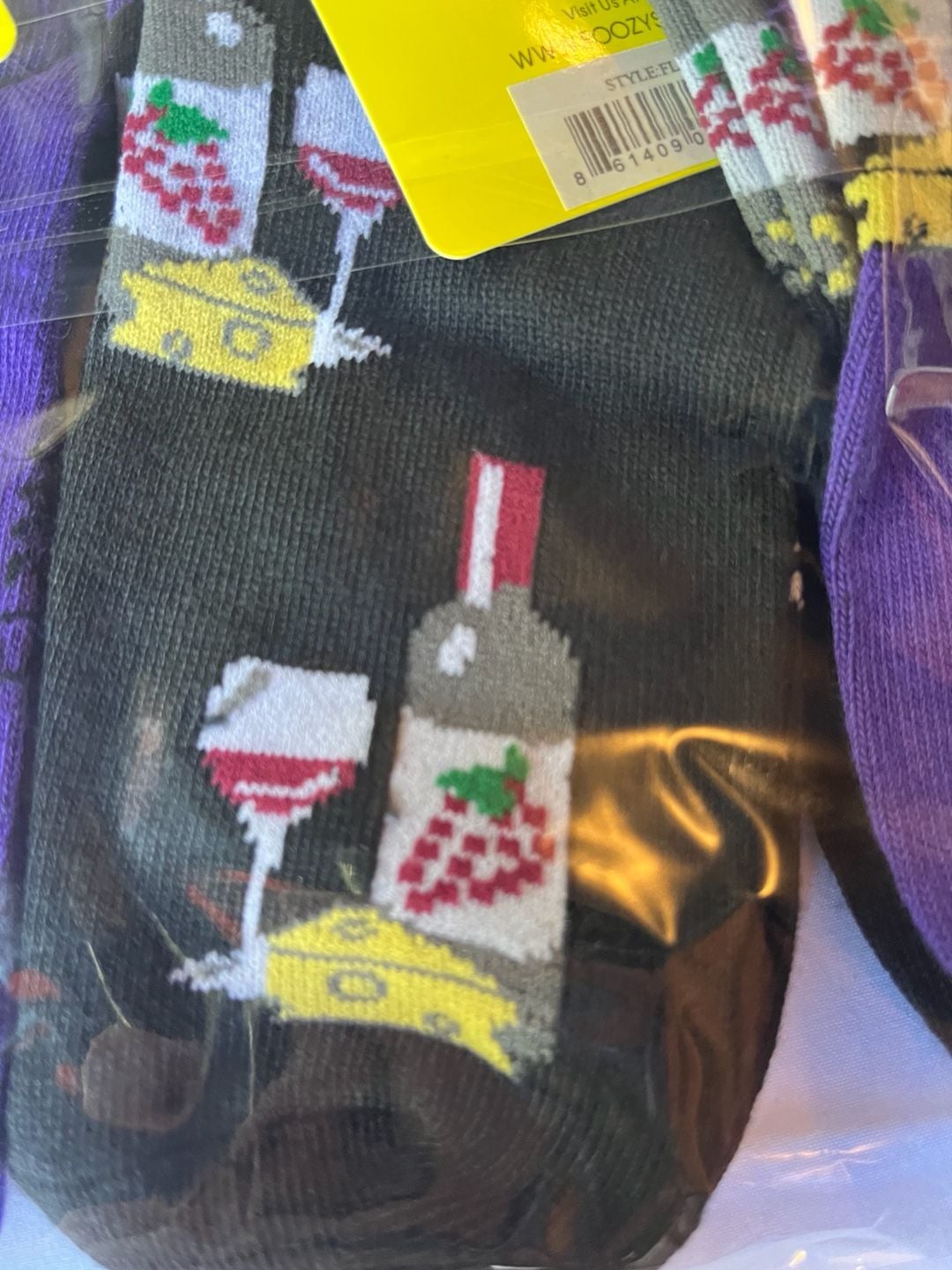 Foozys Wine & Cheese Low Cut Ankle Socks 6-Pack Size 9-11 x2 packs available 4