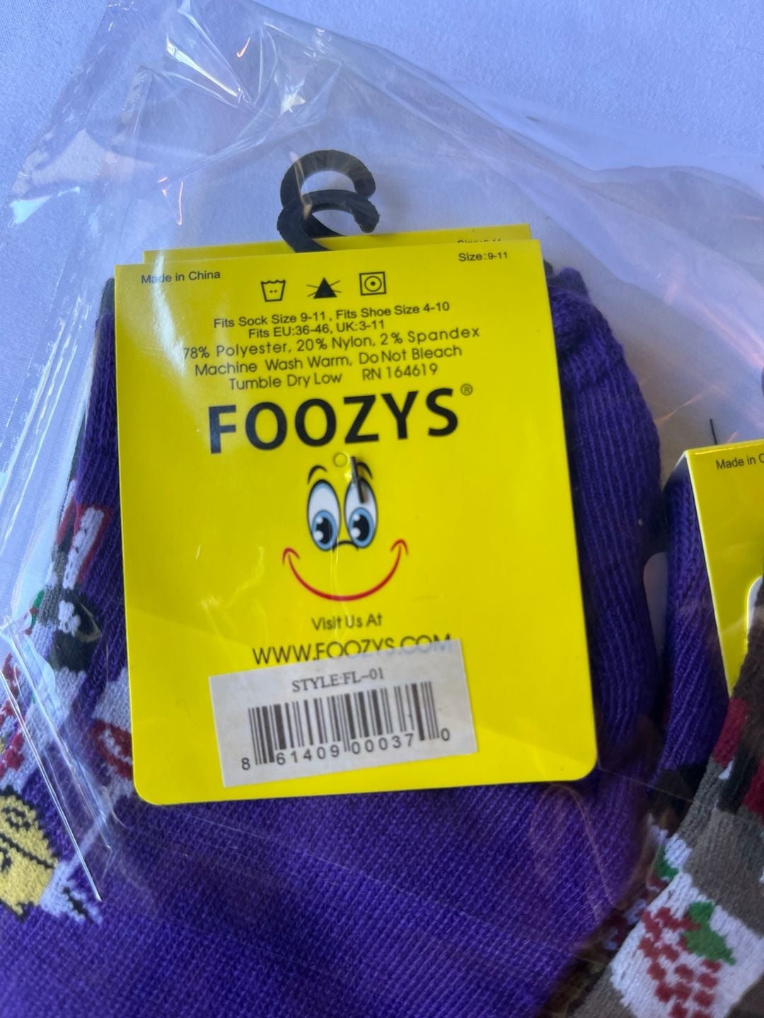 Foozys Wine & Cheese Low Cut Ankle Socks 6-Pack Size 9-11 x2 packs available 5