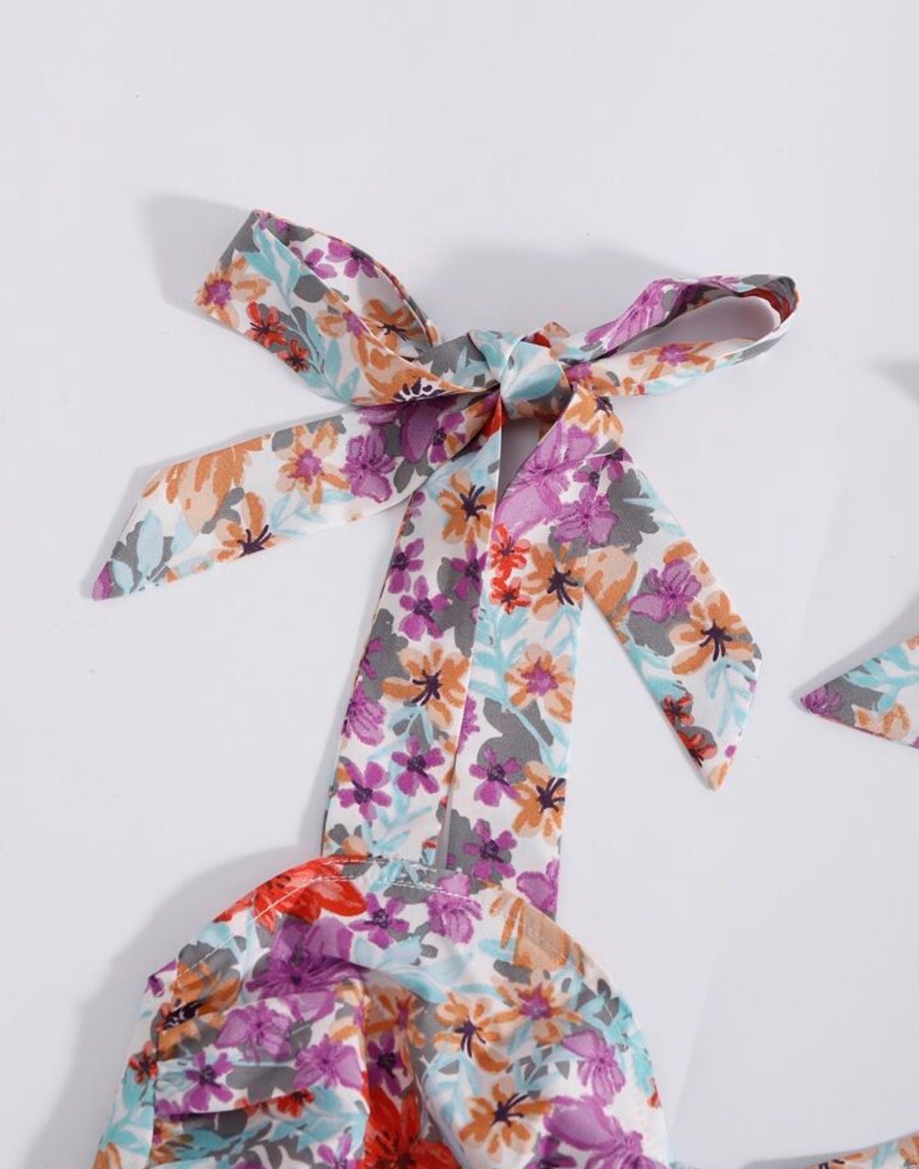 SHEIN Floral Print Tie Shoulder Crop Top and Shorts Set Size S 5