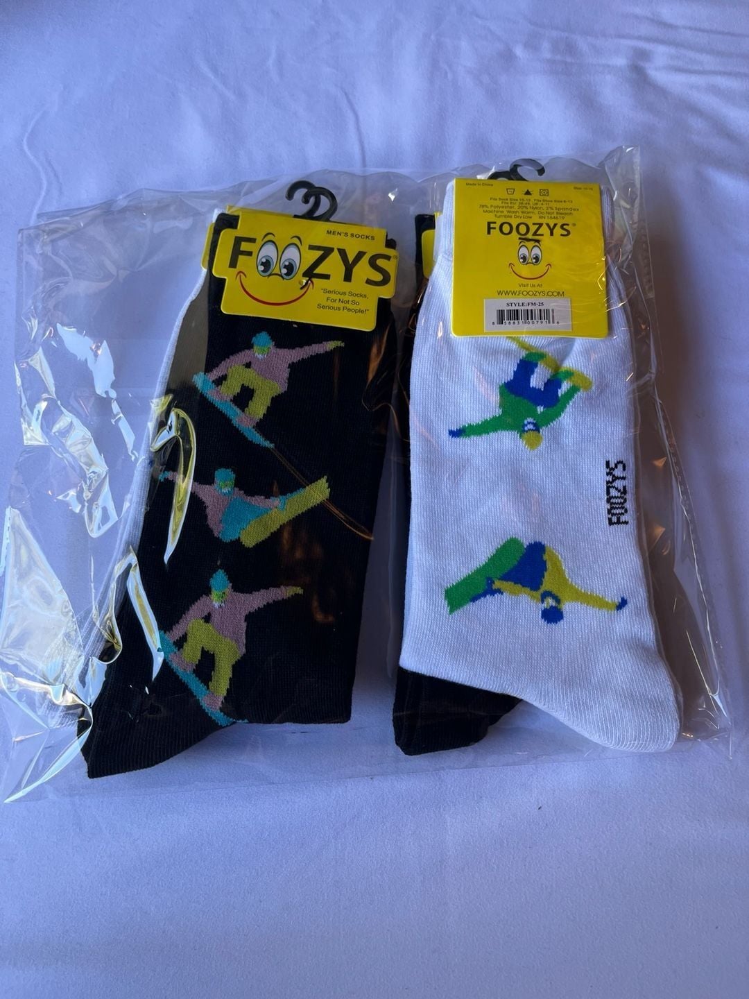 Foozys Men's Snowboarder Graphic Crew Socks 2-Pair Pack 1