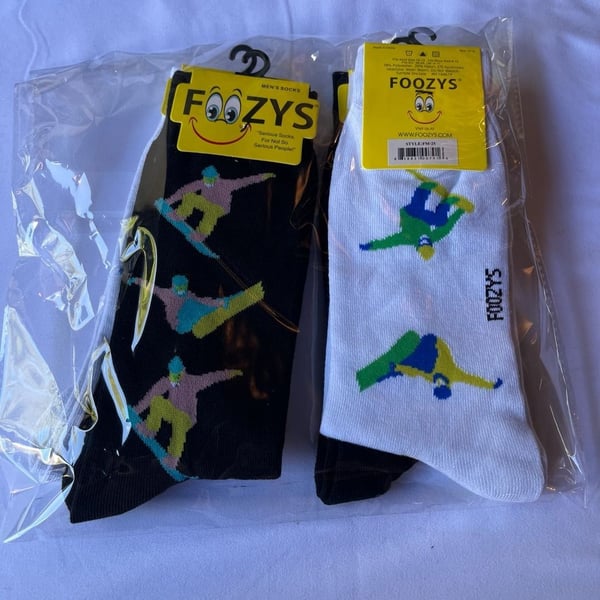 Foozys Men's Snowboarder Graphic Crew Socks 2-Pair Pack