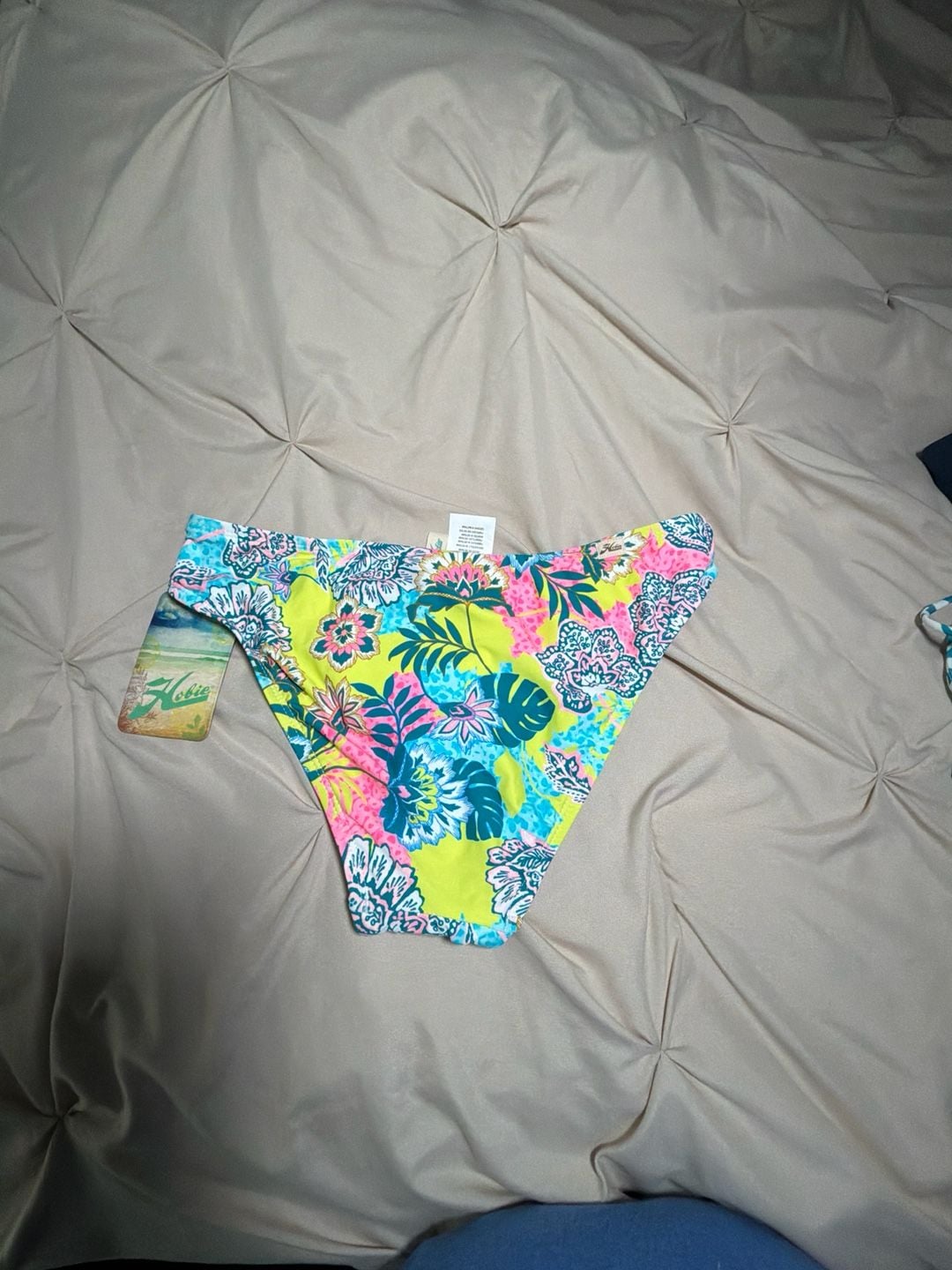 Hobie Women's Floral Tropical Print Strappy Side Bikini Bottoms Size Medium 7