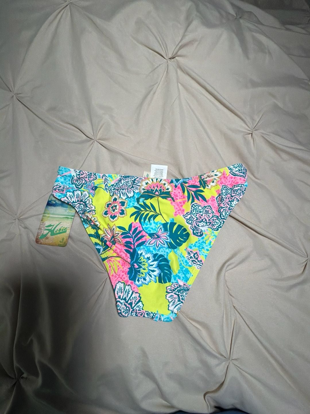 Hobie Women's Floral Tropical Print Strappy Side Bikini Bottoms Size Medium 8