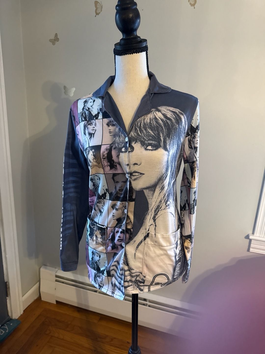 Taylor Swift The Eras Tour Collage Button Down Pajama Top Size S 3