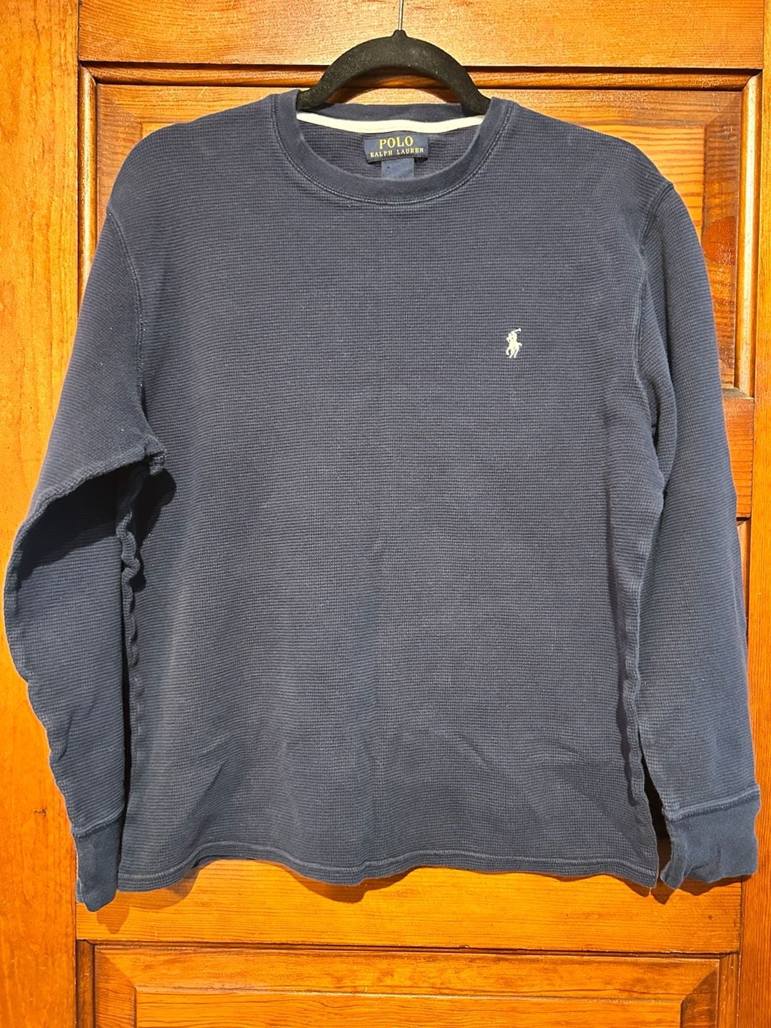 Polo Ralph Lauren Waffle Knit Thermal Crew Neck Shirt Navy Blue Size L 2