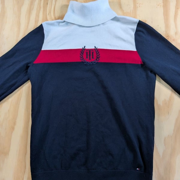Tommy Hilfiger Women's Colorblock Crest Turtleneck Sweater Size M