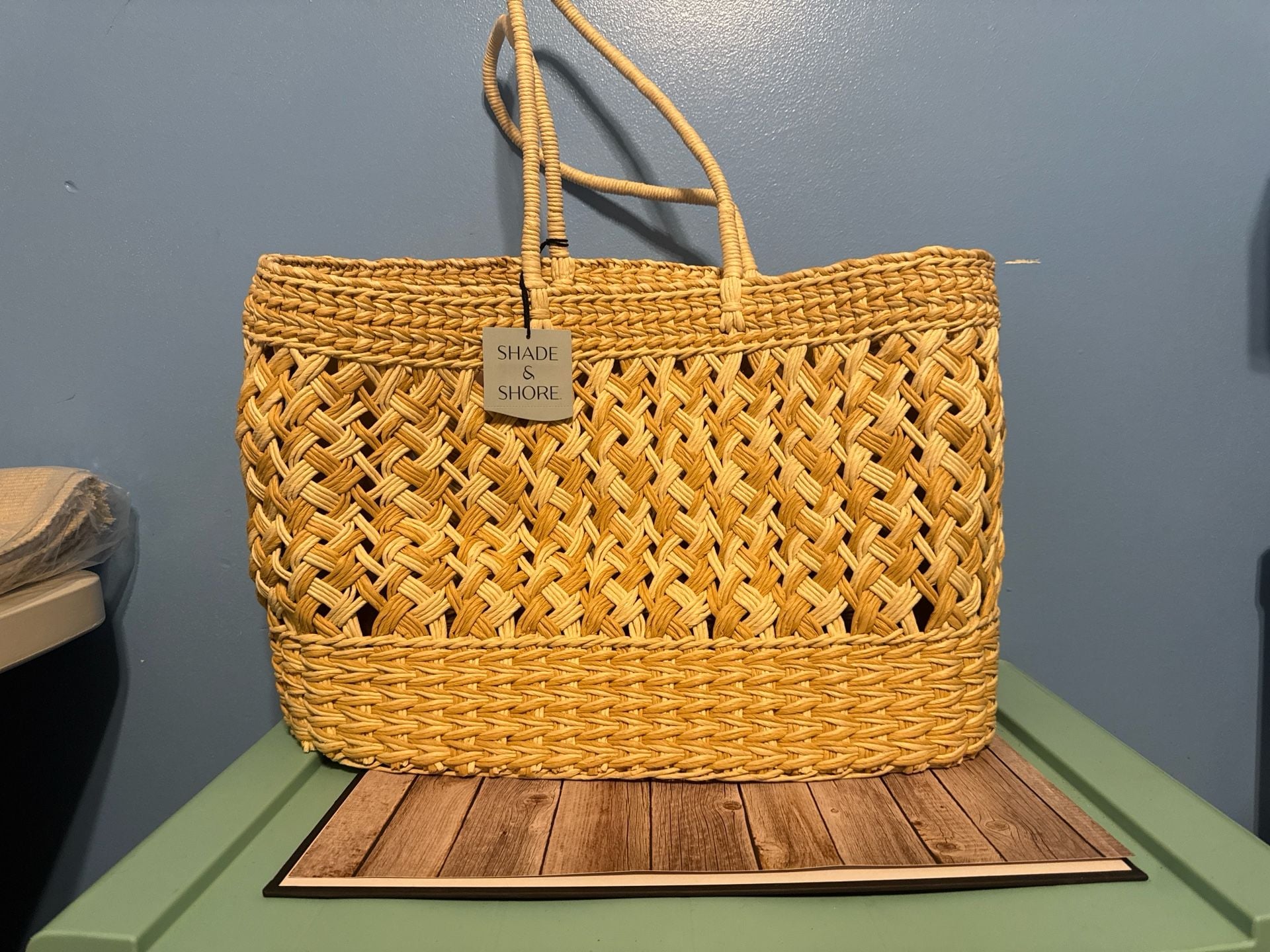 Shade & Shore Woven Straw Beach Tote Bag One Size 2