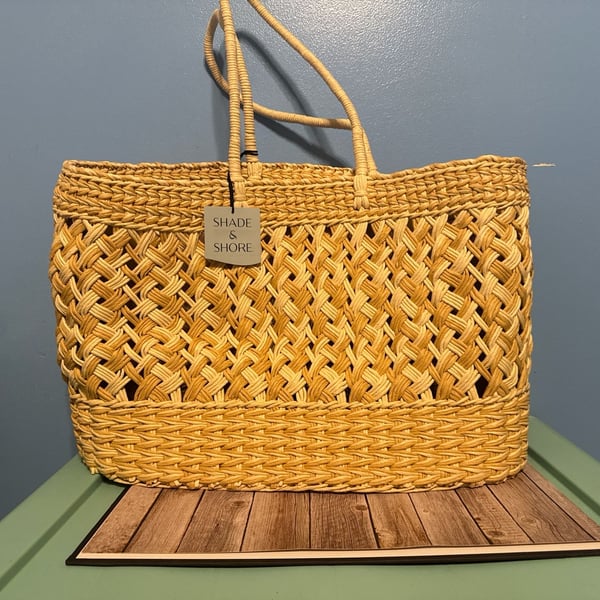 Shade & Shore Woven Straw Beach Tote Bag One Size