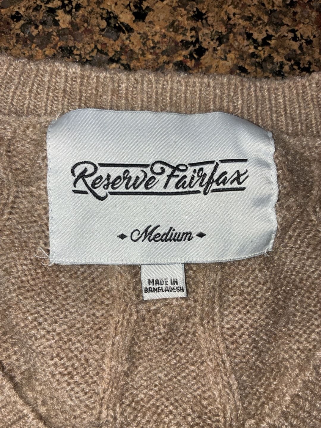 Reserve Fairfax Tan Cable Knit Cropped Cardigan Sweater Size Medium 3