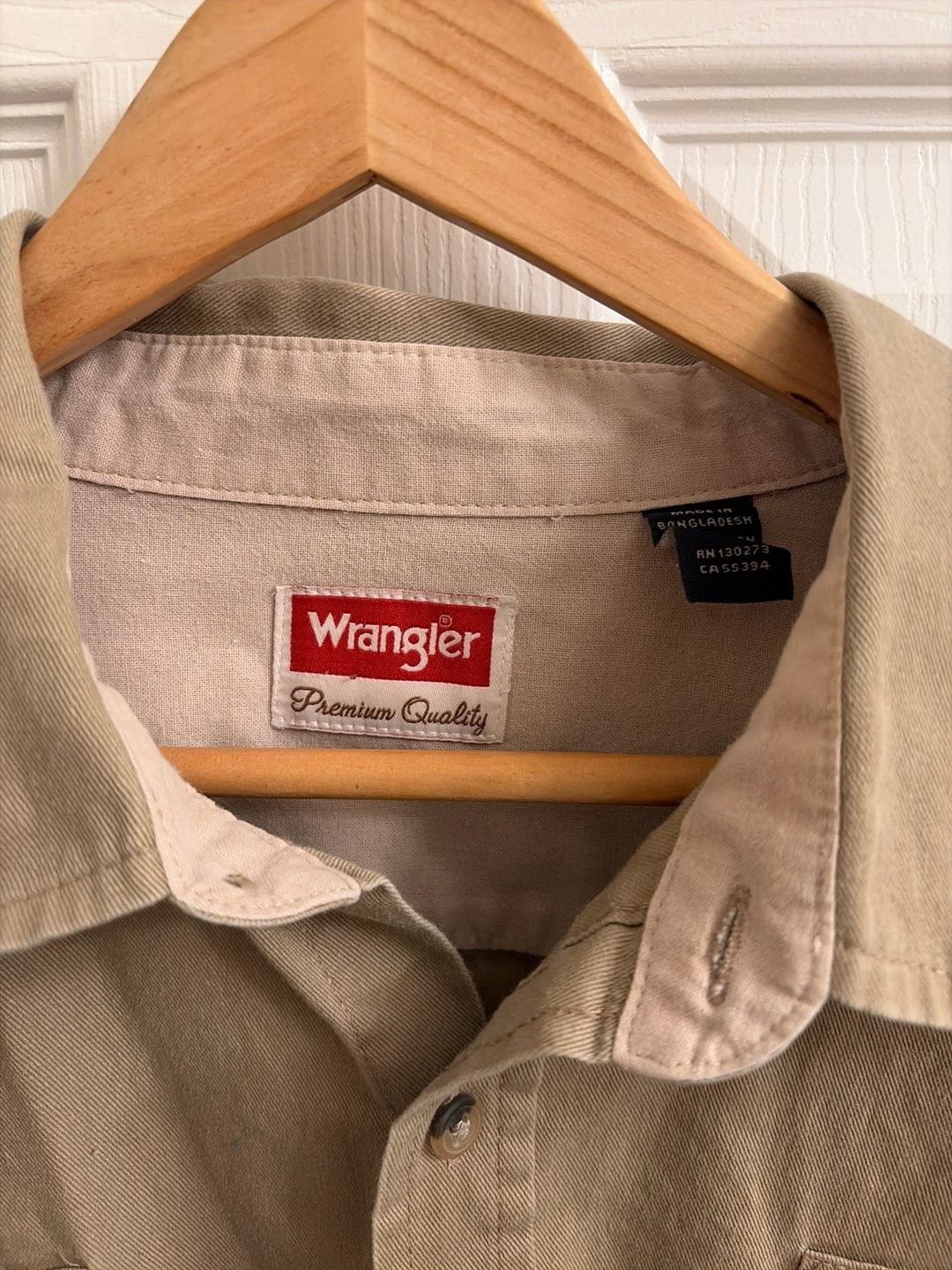 Wrangler Premium Quality Long Sleeve Khaki Cotton Work Shirt Size XL 4