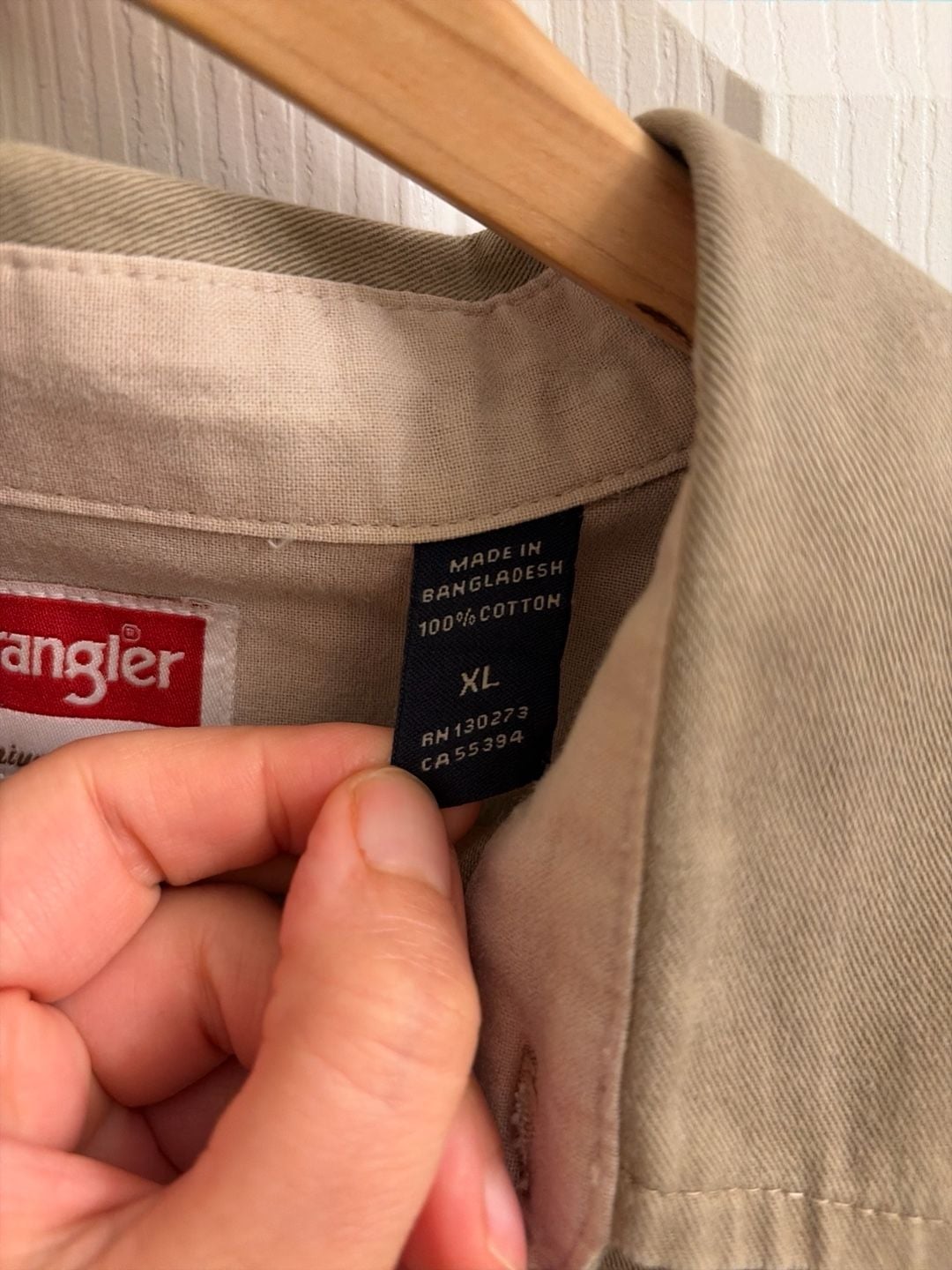 Wrangler Premium Quality Long Sleeve Khaki Cotton Work Shirt Size XL 5