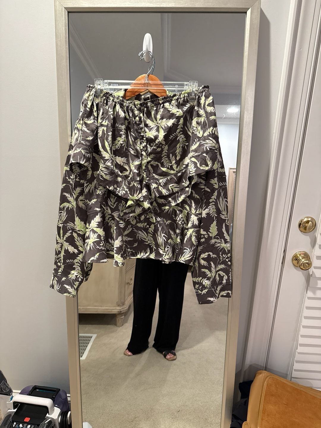 Free People Intimately Midnight Palm Print Peplum Pajama Set Size M 1