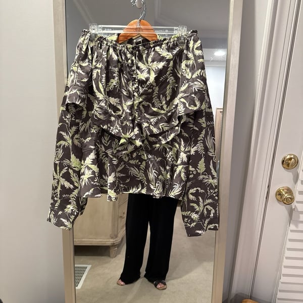 Free People Intimately Midnight Palm Print Peplum Pajama Set Size M