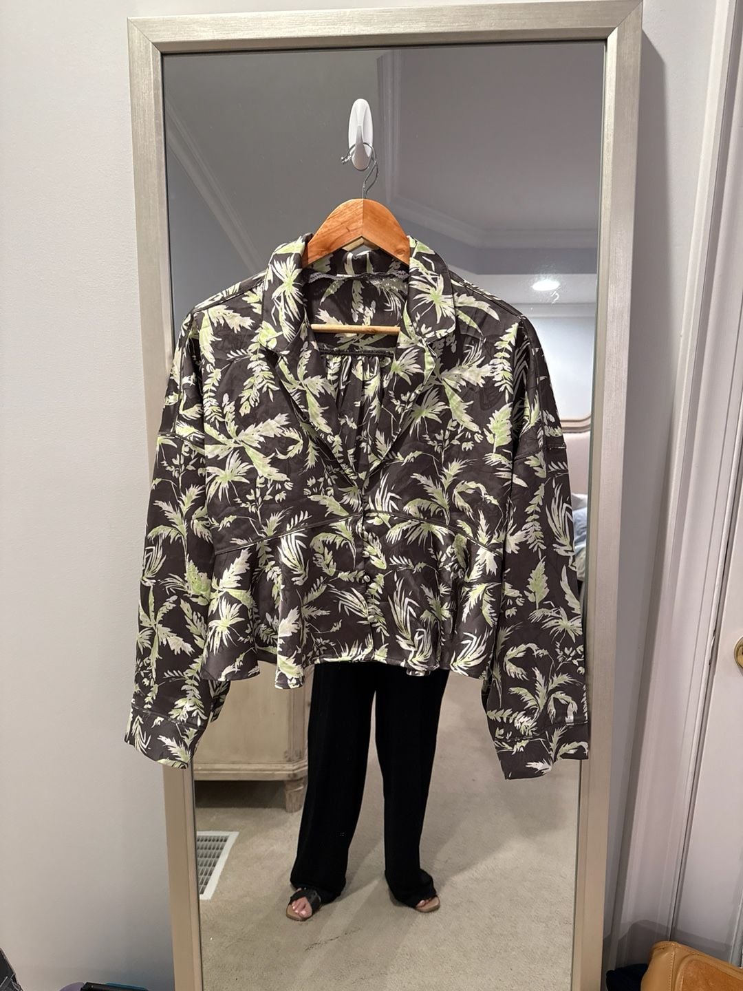 Free People Intimately Midnight Palm Print Peplum Pajama Set Size M 2