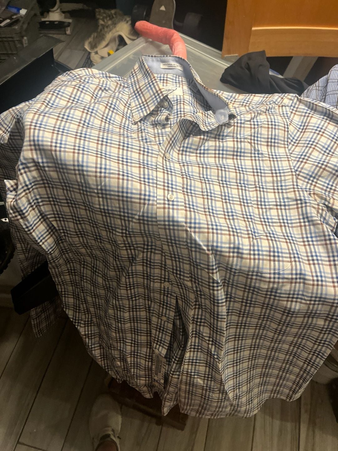Andrew J Men's Plaid Long Sleeve Button Down Shirt Size M Carefree Cotton 2