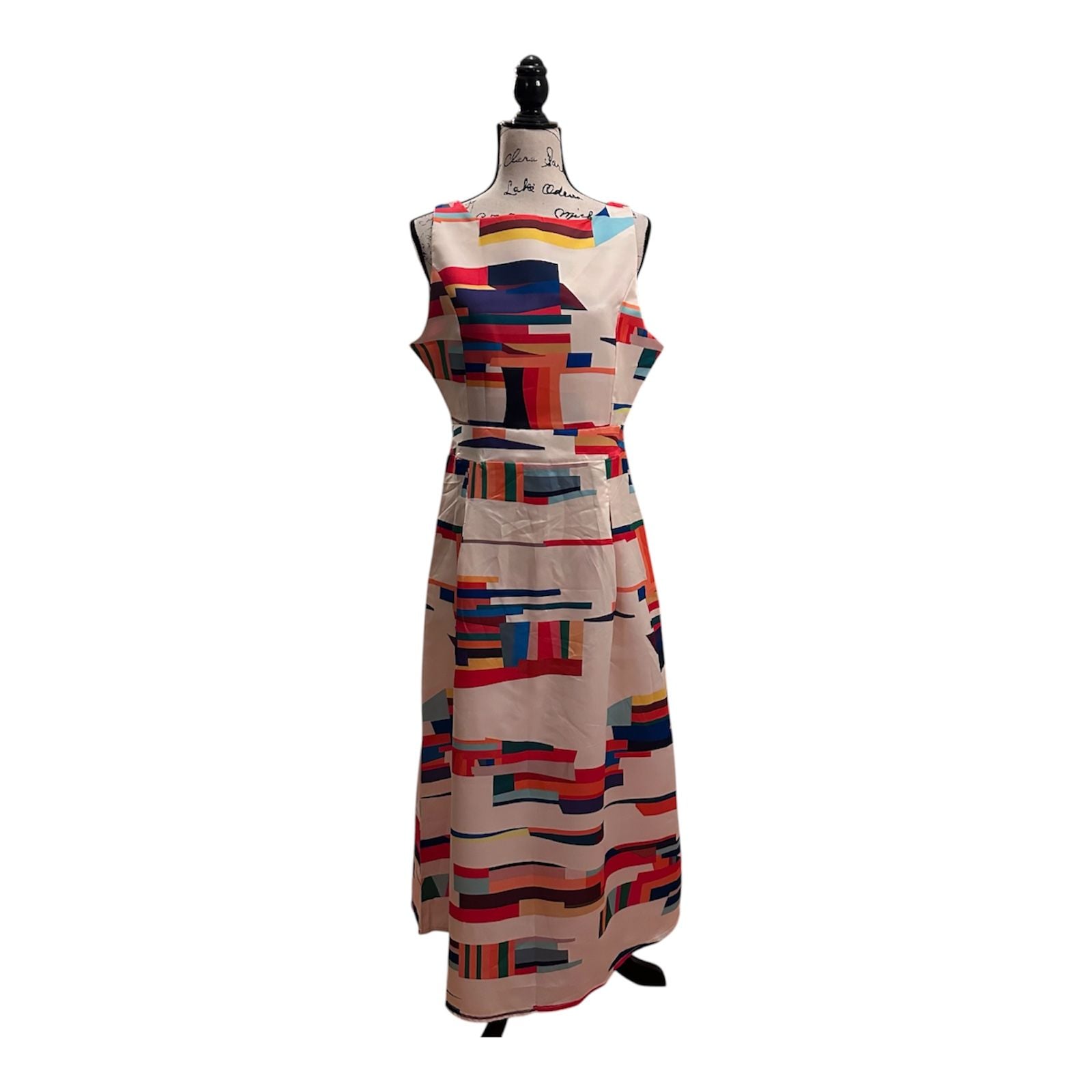 SHEIN Abstract Geometric Print Sleeveless Backless Maxi Dress Size L 2