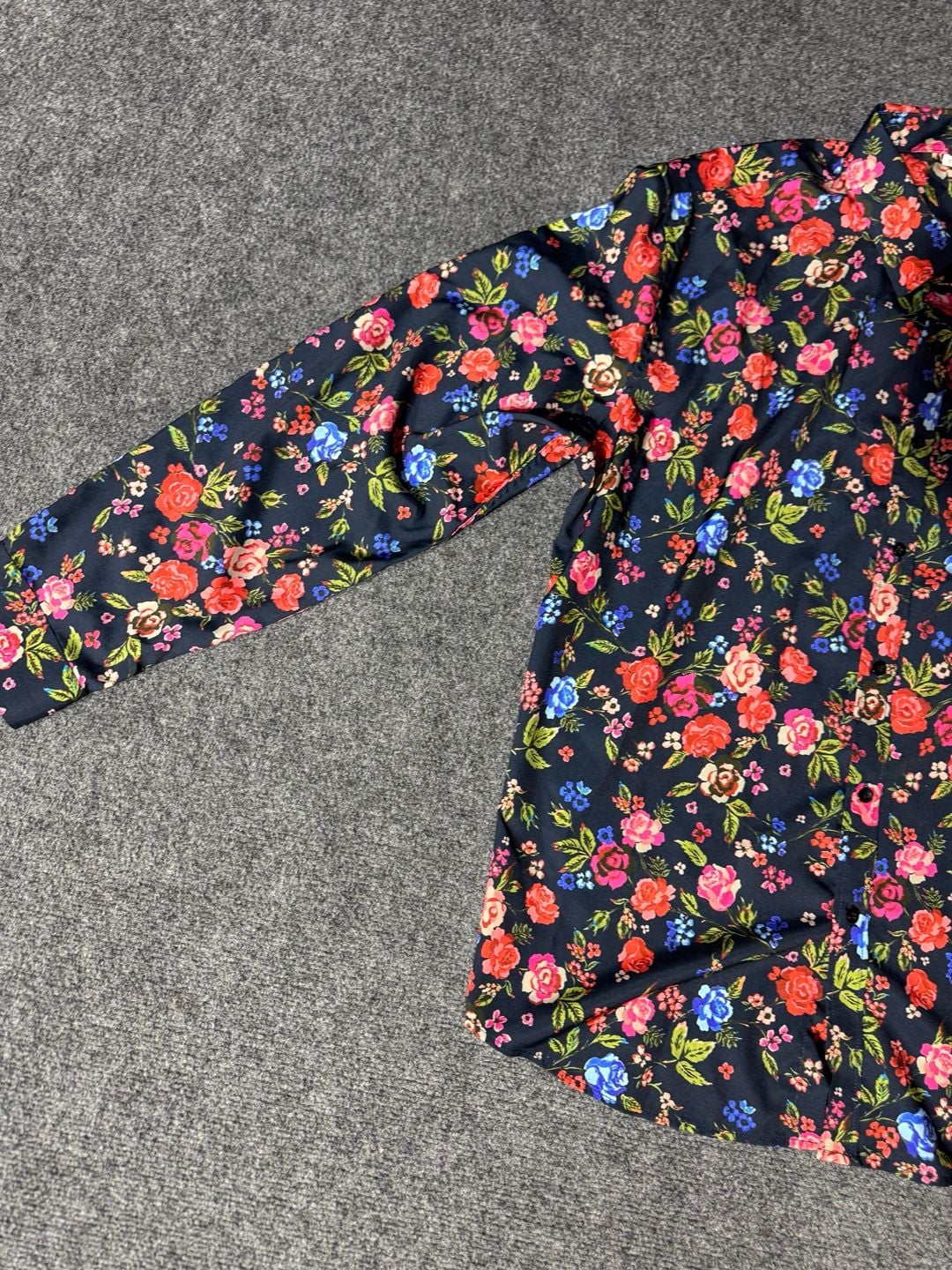 VIPWOLF Mens Floral Dress Shirt Blue Flower Long Sleeve Button Down Graphic XXL 11