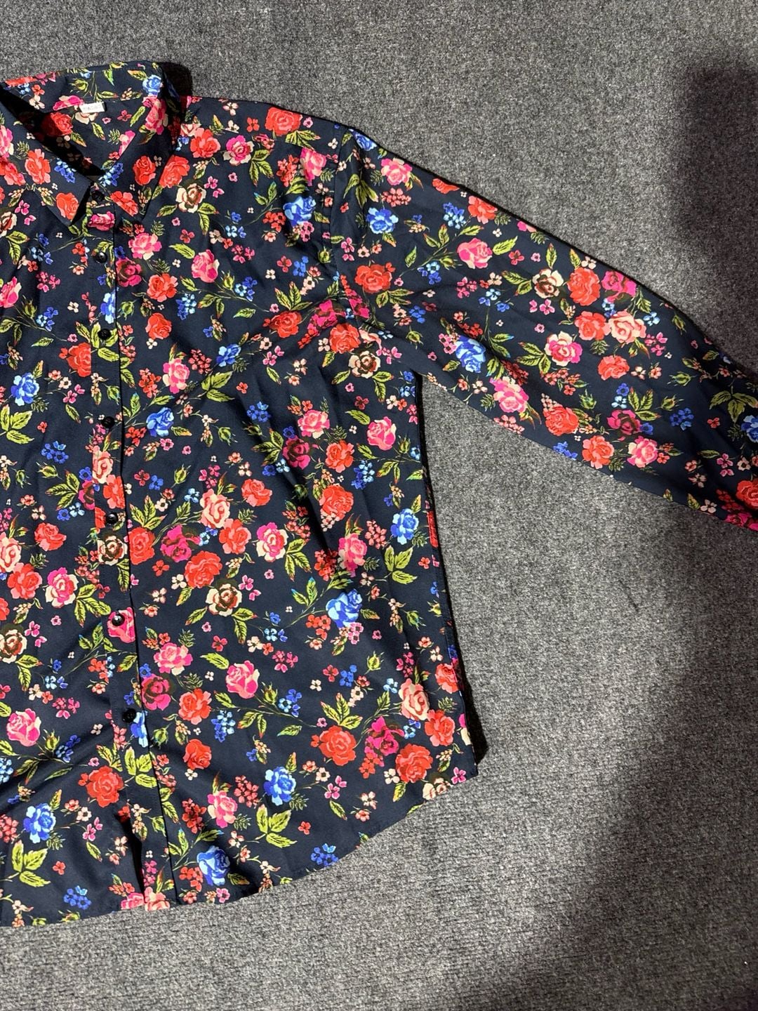 VIPWOLF Mens Floral Dress Shirt Blue Flower Long Sleeve Button Down Graphic XXL 12