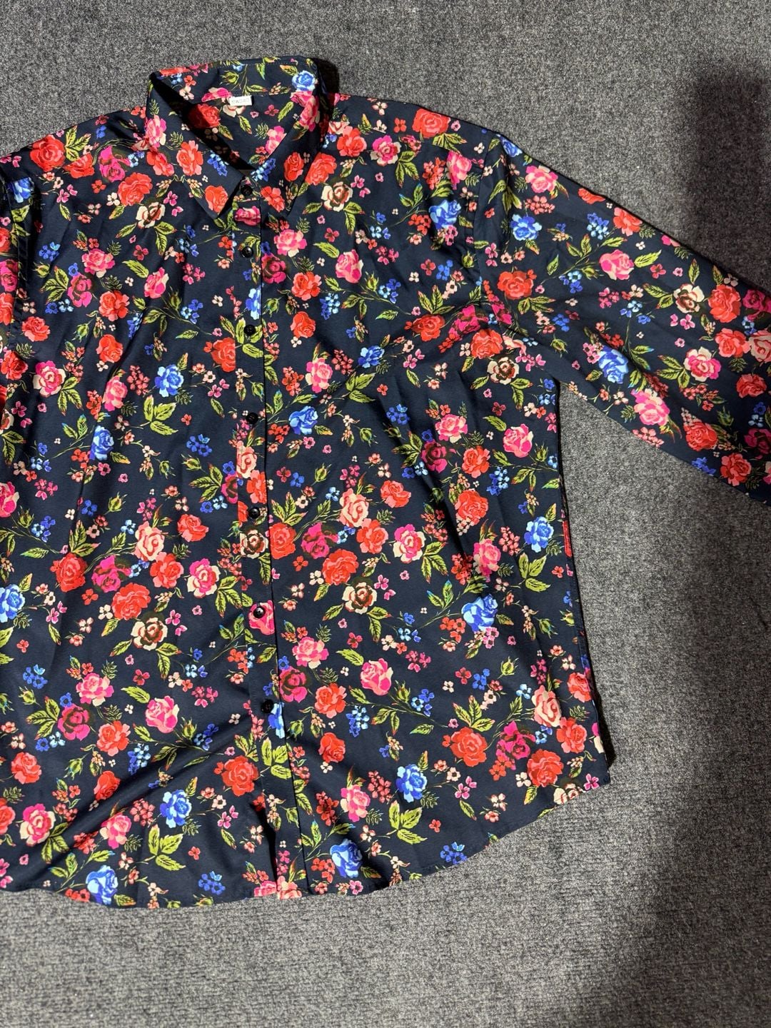 VIPWOLF Mens Floral Dress Shirt Blue Flower Long Sleeve Button Down Graphic XXL 15