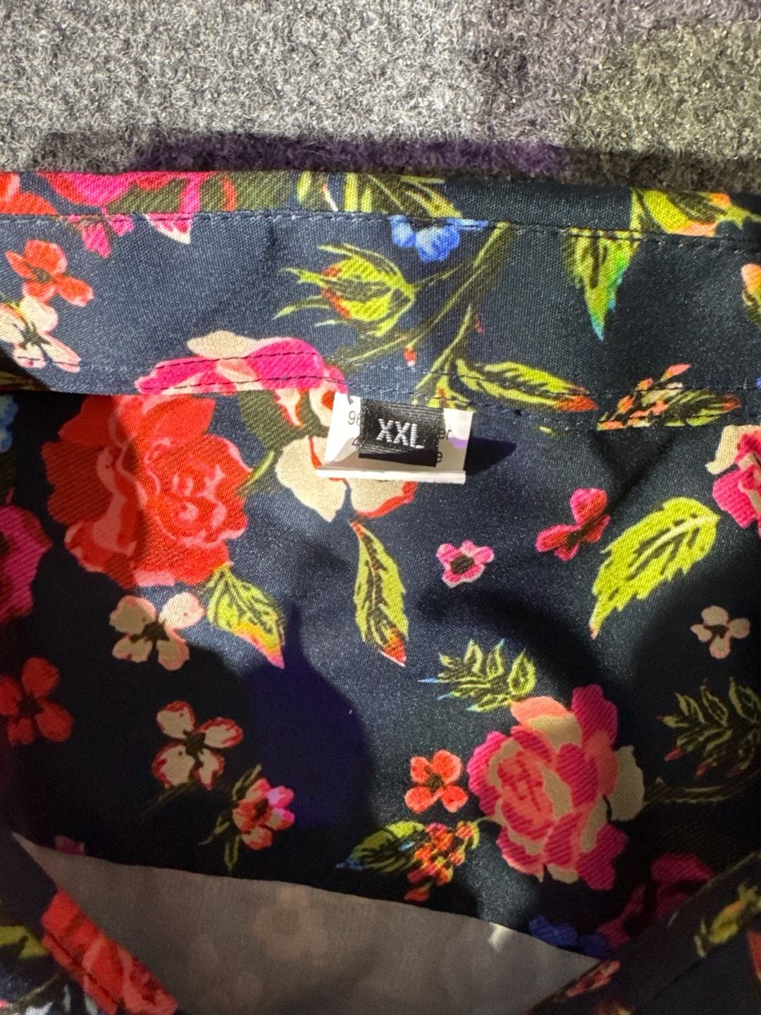VIPWOLF Mens Floral Dress Shirt Blue Flower Long Sleeve Button Down Graphic XXL 16