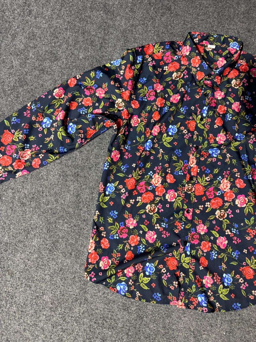 VIPWOLF Mens Floral Dress Shirt Blue Flower Long Sleeve Button Down Graphic XXL 17