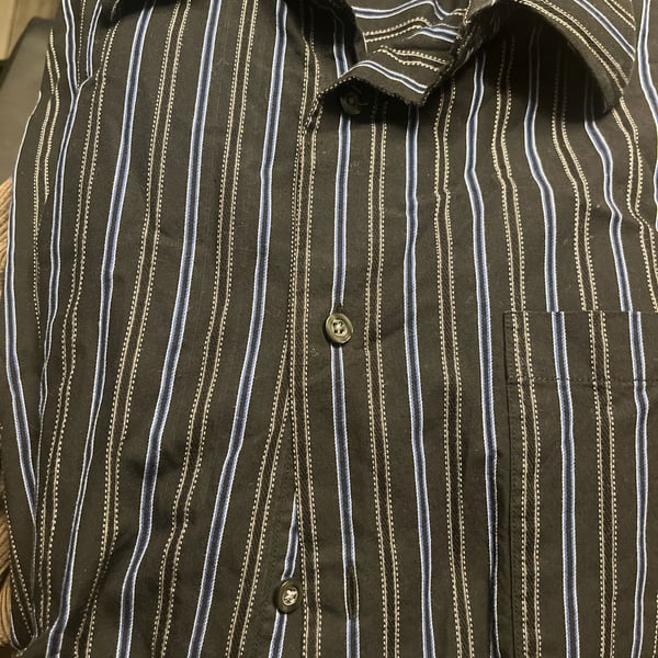 Linea Dome Men's Black Striped Button Down Shirt Size L 16.5