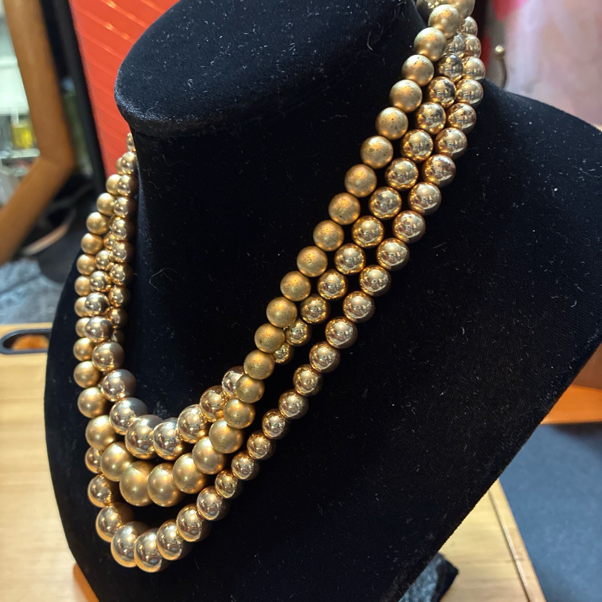 Vintage 1950s Japanese Gold Glass Pearls 9