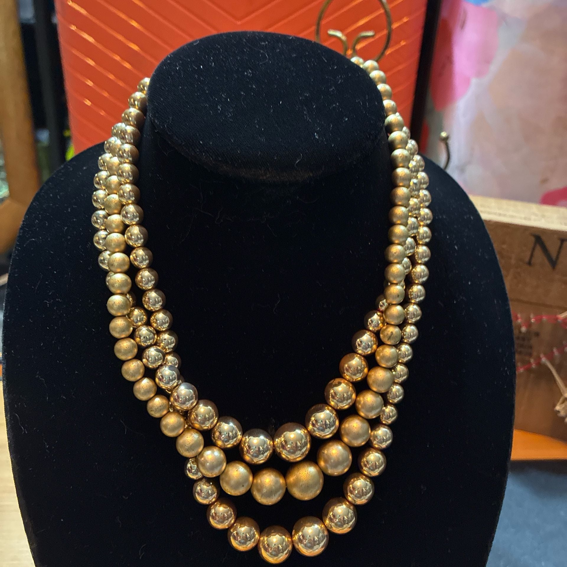 Vintage 1950s Japanese Gold Glass Pearls 11