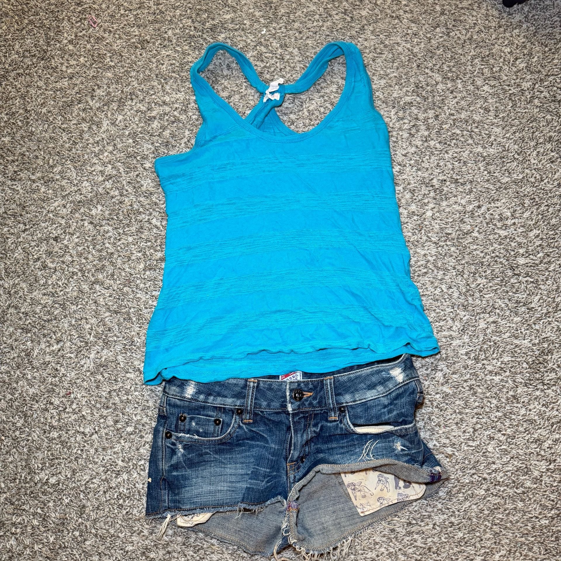 One Clothing Teal Racerback Tank Top Womens S Blue Stretch Casual Basic 5