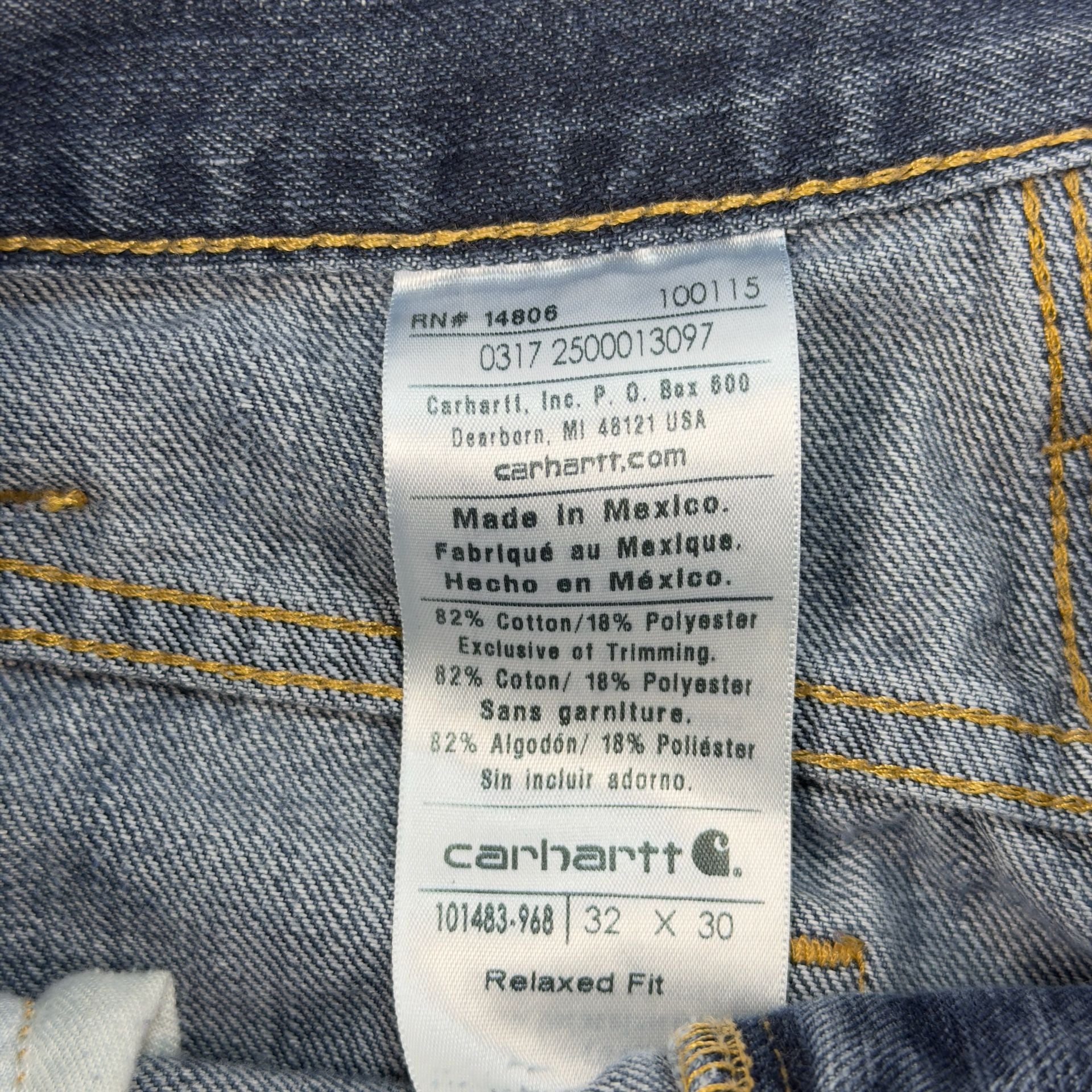 Carhartt Men's Relaxed Fit Straight Leg Blue Jeans 32x30 5