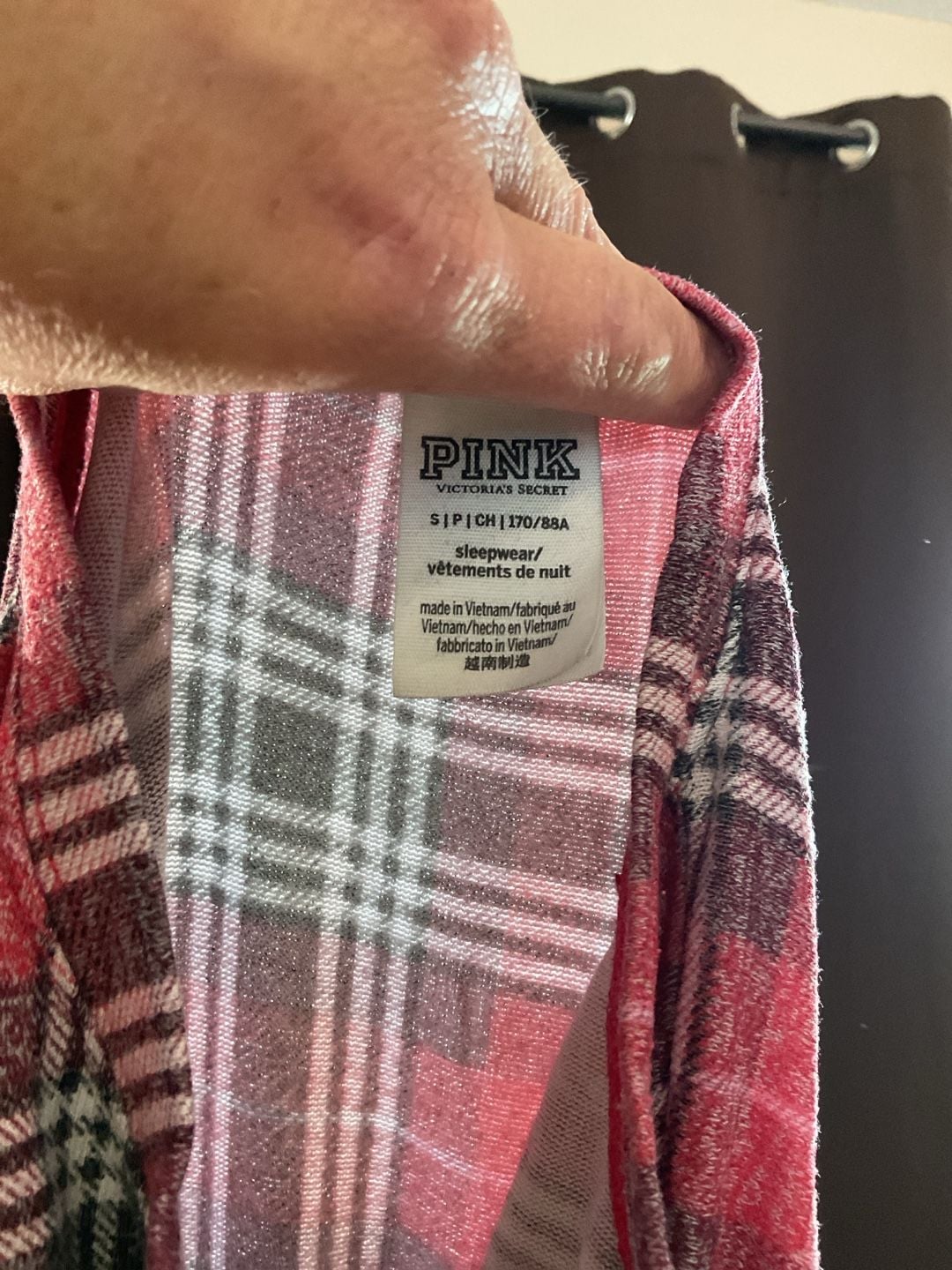PINK Victoria's Secret Red Plaid Long Sleeve Sleepwear Top Size Small 3