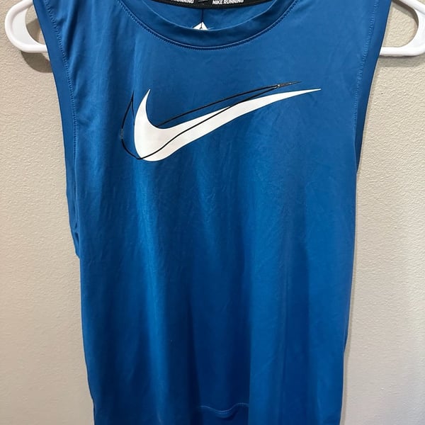 Nike Dri-FIT Miler Men's Running Tank Top Blue Large Swoosh Size M