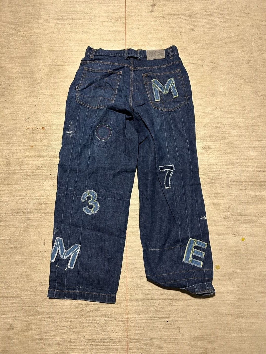 Y2K Urban Edge Baggy Embroidered Patch Paint Splatter Jeans 3