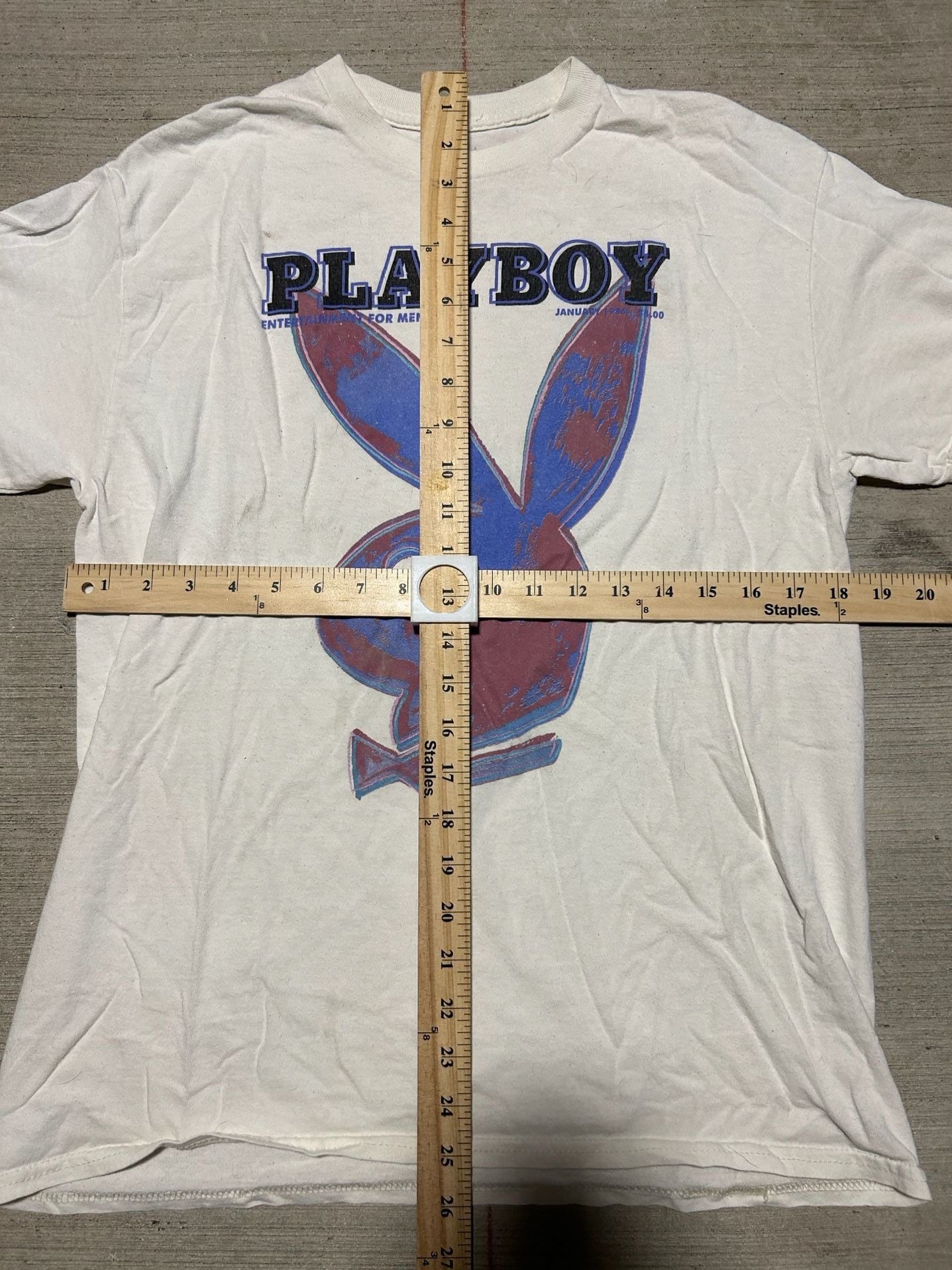 Playboy T-Shirt White Vintage Style Bunny Logo 4