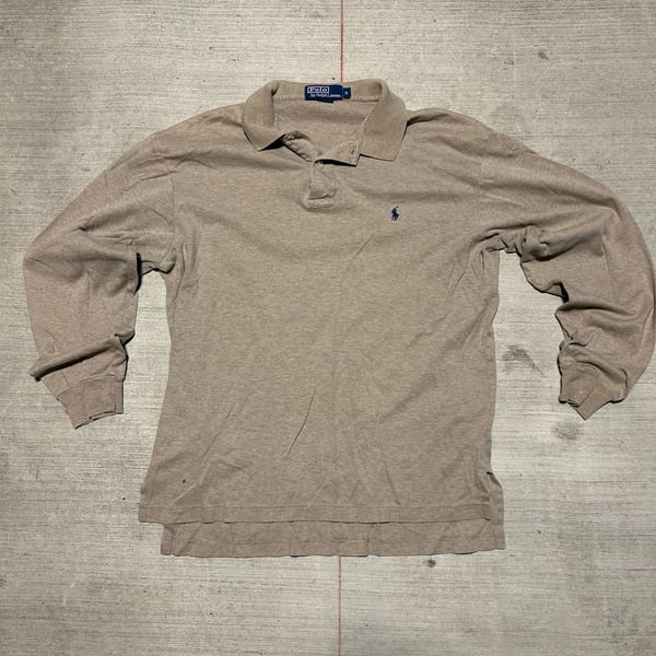 Polo Ralph Lauren Long Sleeve Polo Shirt Tan Size M