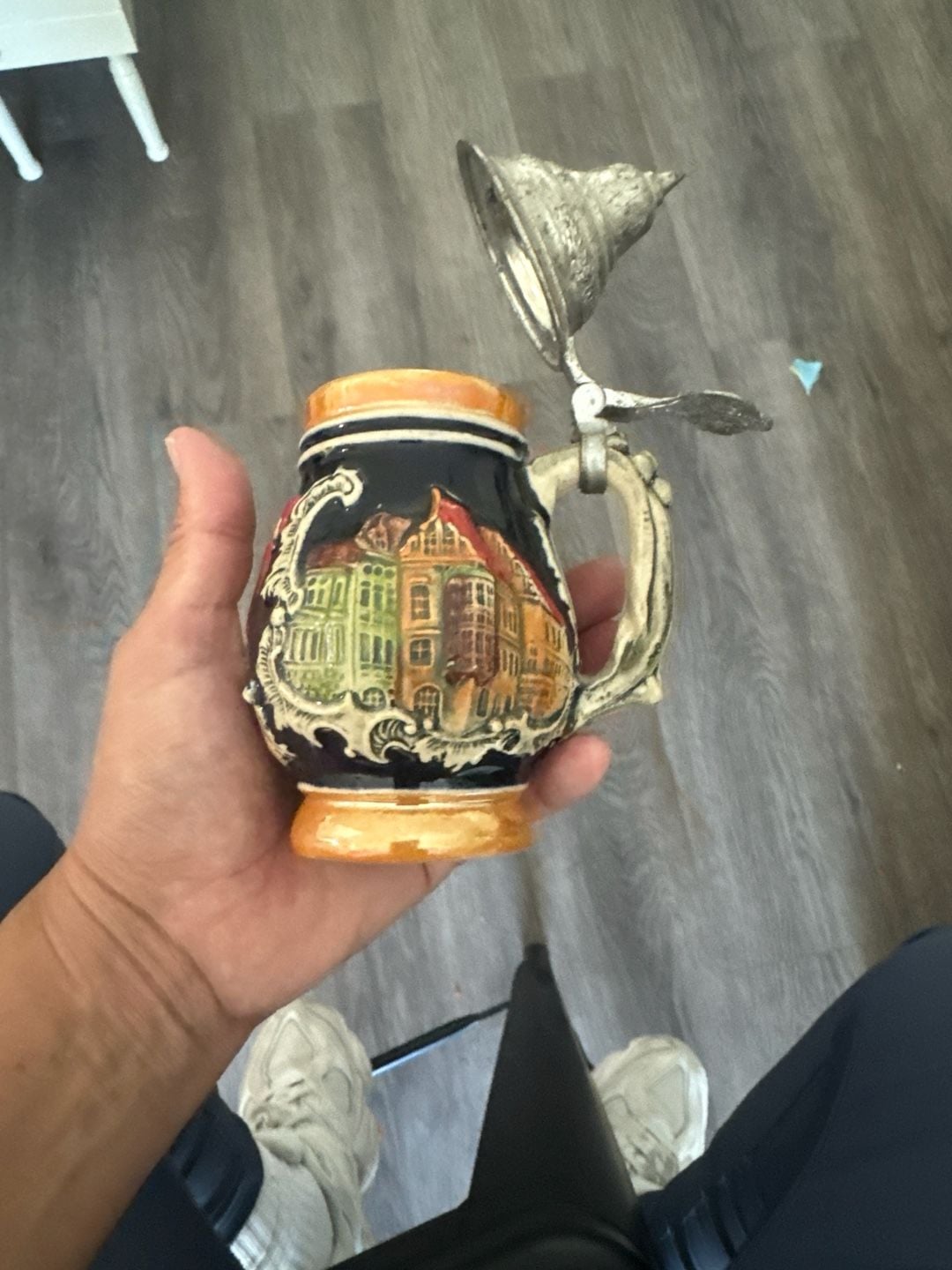 Vintage Miniature German Beer Stein München Kindl Munich Souvenir with Pewter Lid 2