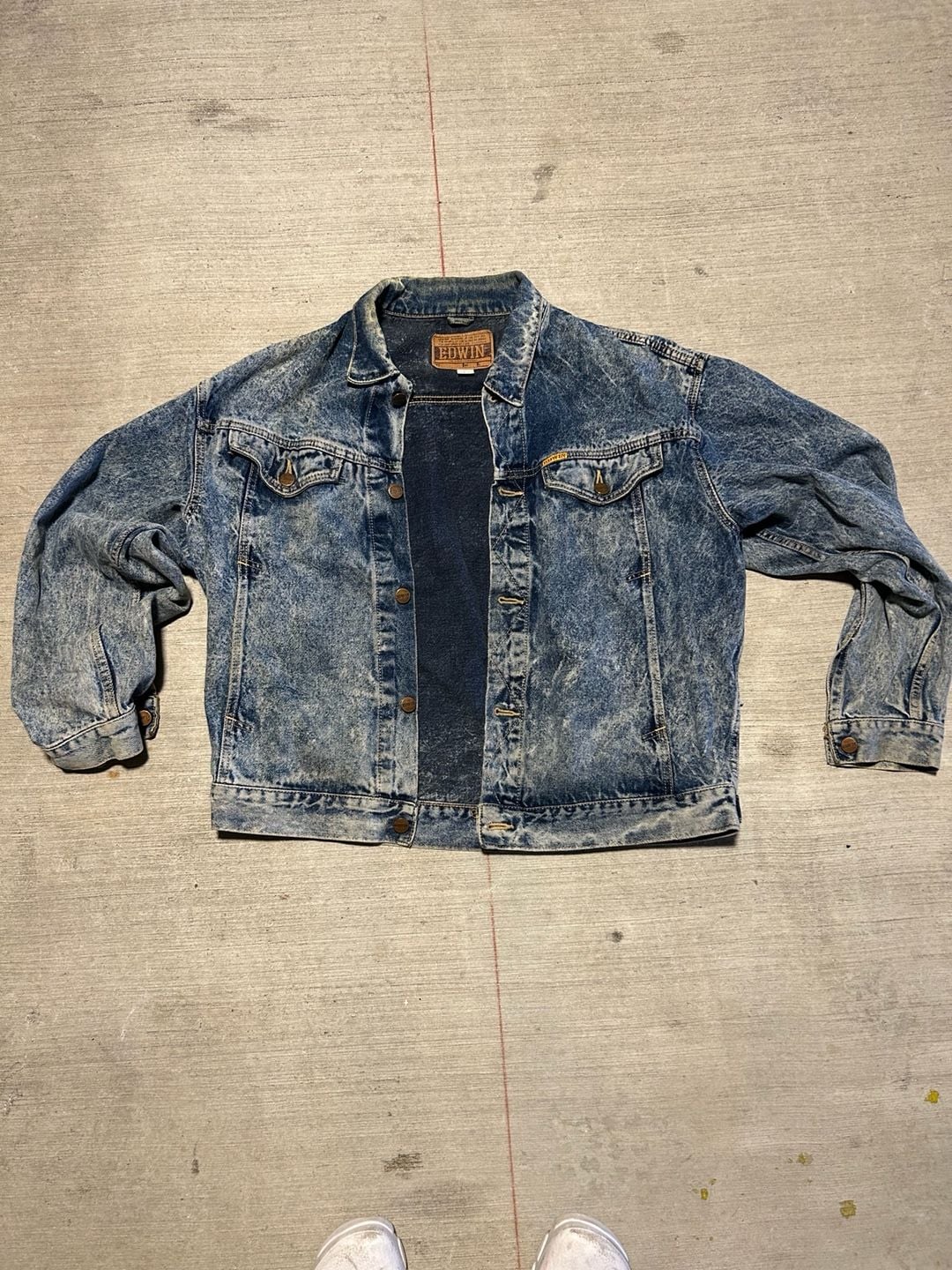 Edwin Vintage Acid Wash Denim Big Jacket Size L Made in Japan 2
