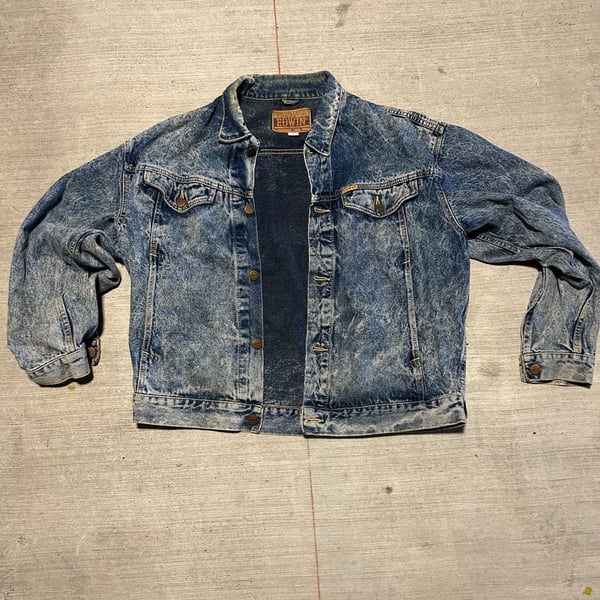 Edwin Vintage Acid Wash Denim Big Jacket Size L Made in Japan