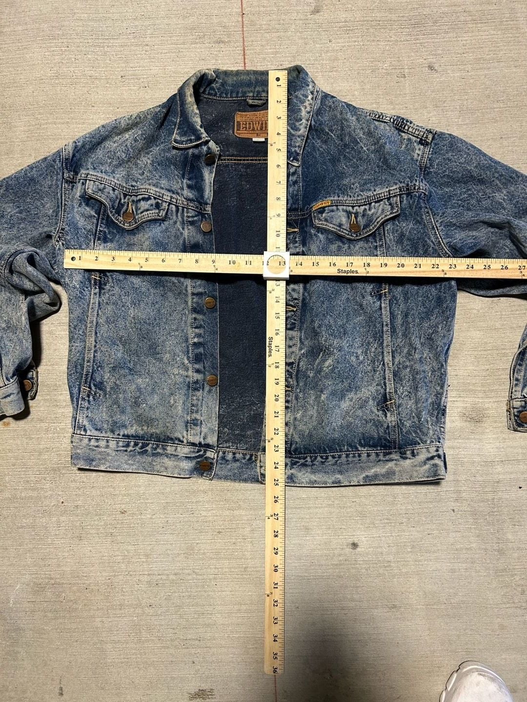 Edwin Vintage Acid Wash Denim Big Jacket Size L Made in Japan 5