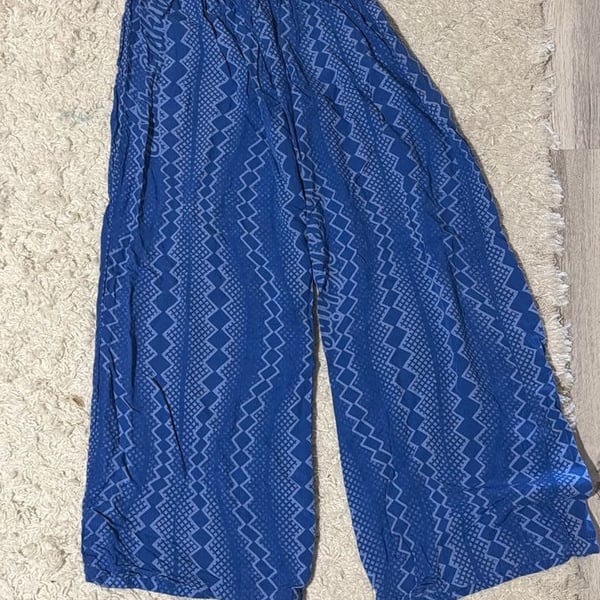 Nahe Wahine Blue Graphic Print Loungewear Pajama Pants