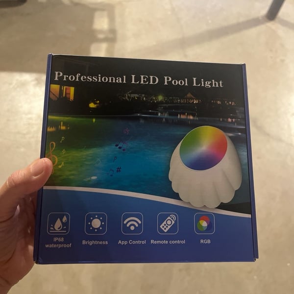 2 LED Pool Lights, Bluetooth App Remote Color Change Dimmable Submersible