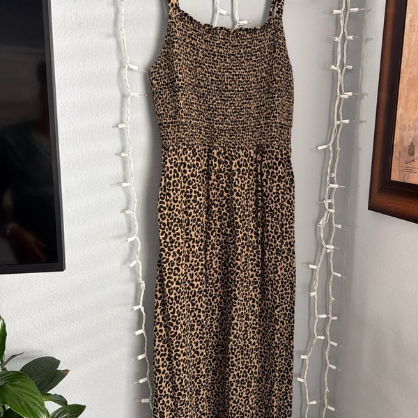 Old Navy Leopard Print Smocked Cami Maxi Dress, Size M